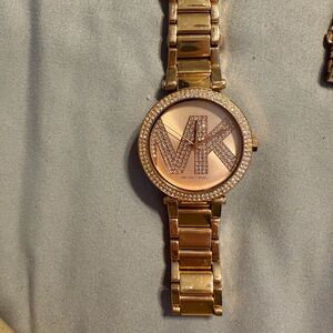 Michael Kors Gold-Tone Bracelet Watch with Crystal MK Dial
